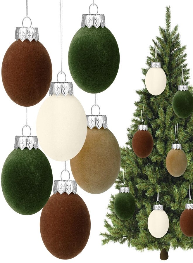 YUJUN 12 PCS Christmas Large Velvet Balls Ornaments 3.14In Shatterproof White Green Tree Hanging Plastic Ball Set Xmas Bulk Flocked Ornaments for Christmas Tree Home Party Wreath Decorations - Image 1